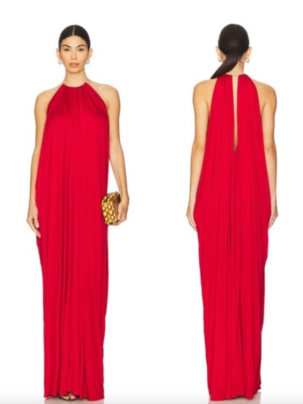 Ronny Kobo Lucas Dress Red Cherry Cola Halter Maxi Gown S. Retail $587